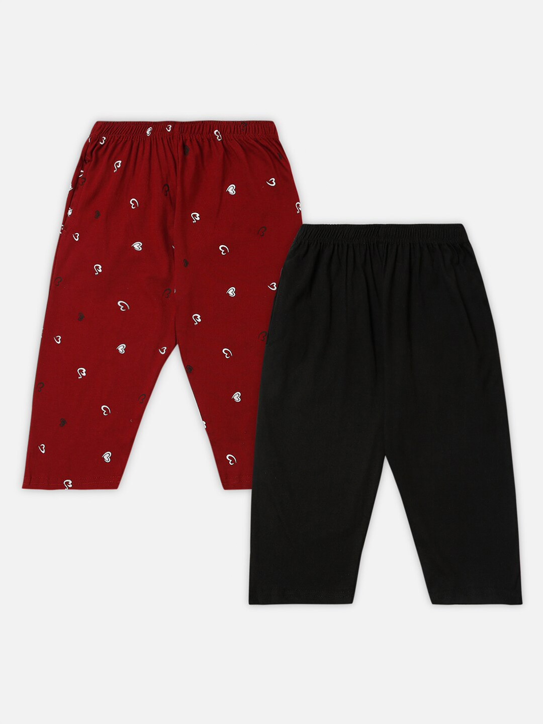 

Punkster Girls Pack of 2 Printed Cotton Lounge Capris, Black