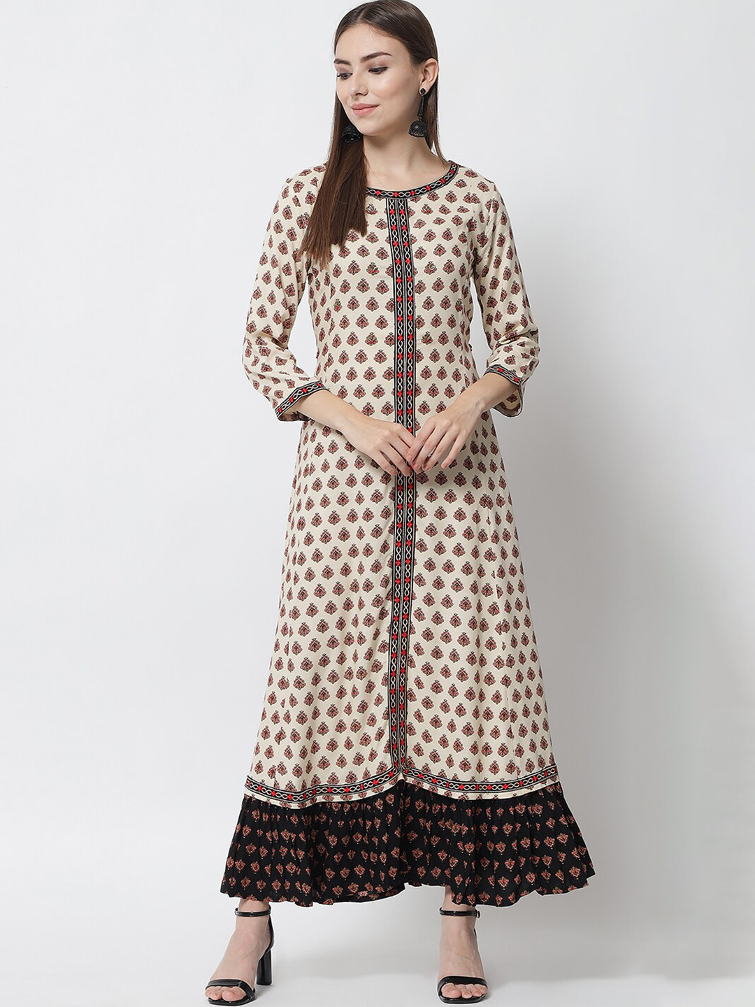 

Spera Cream-Coloured Ethnic Motifs Ethnic Maxi Dress