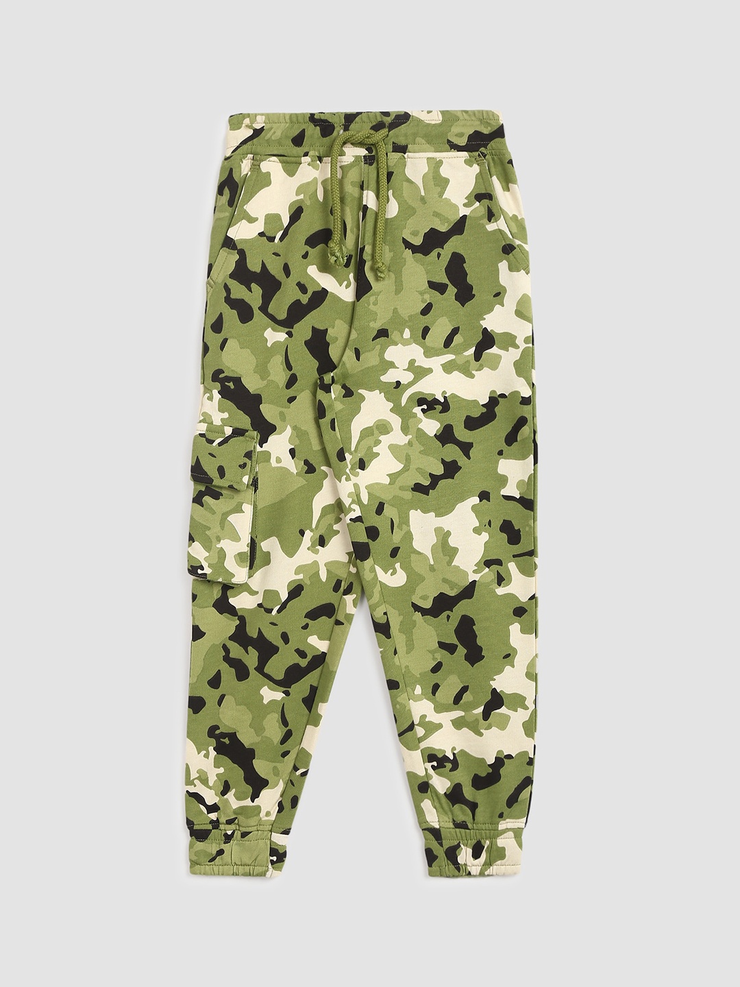 

abof Boys Green Camouflage Solid Regular Fit Joggers Track Pants
