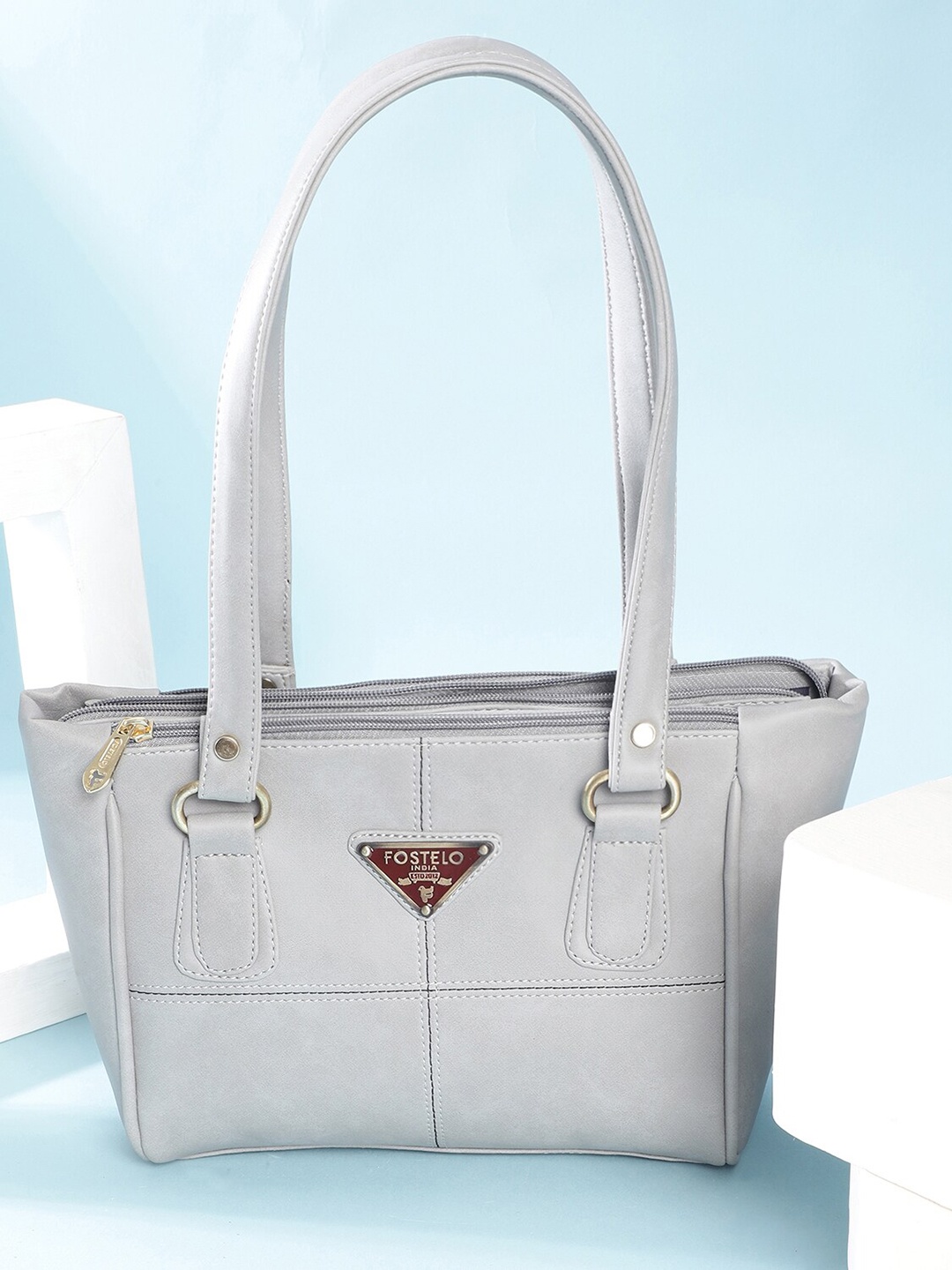 

Fostelo Grey Textured PU Structured Shoulder Bag