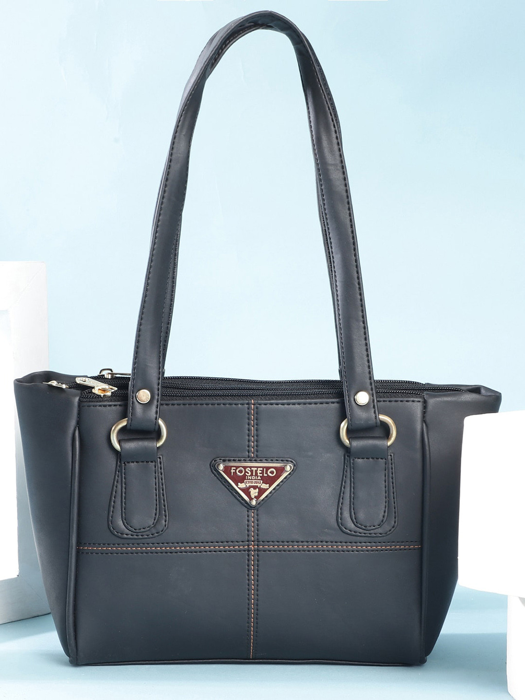 

Fostelo Black PU Structured Shoulder Bag