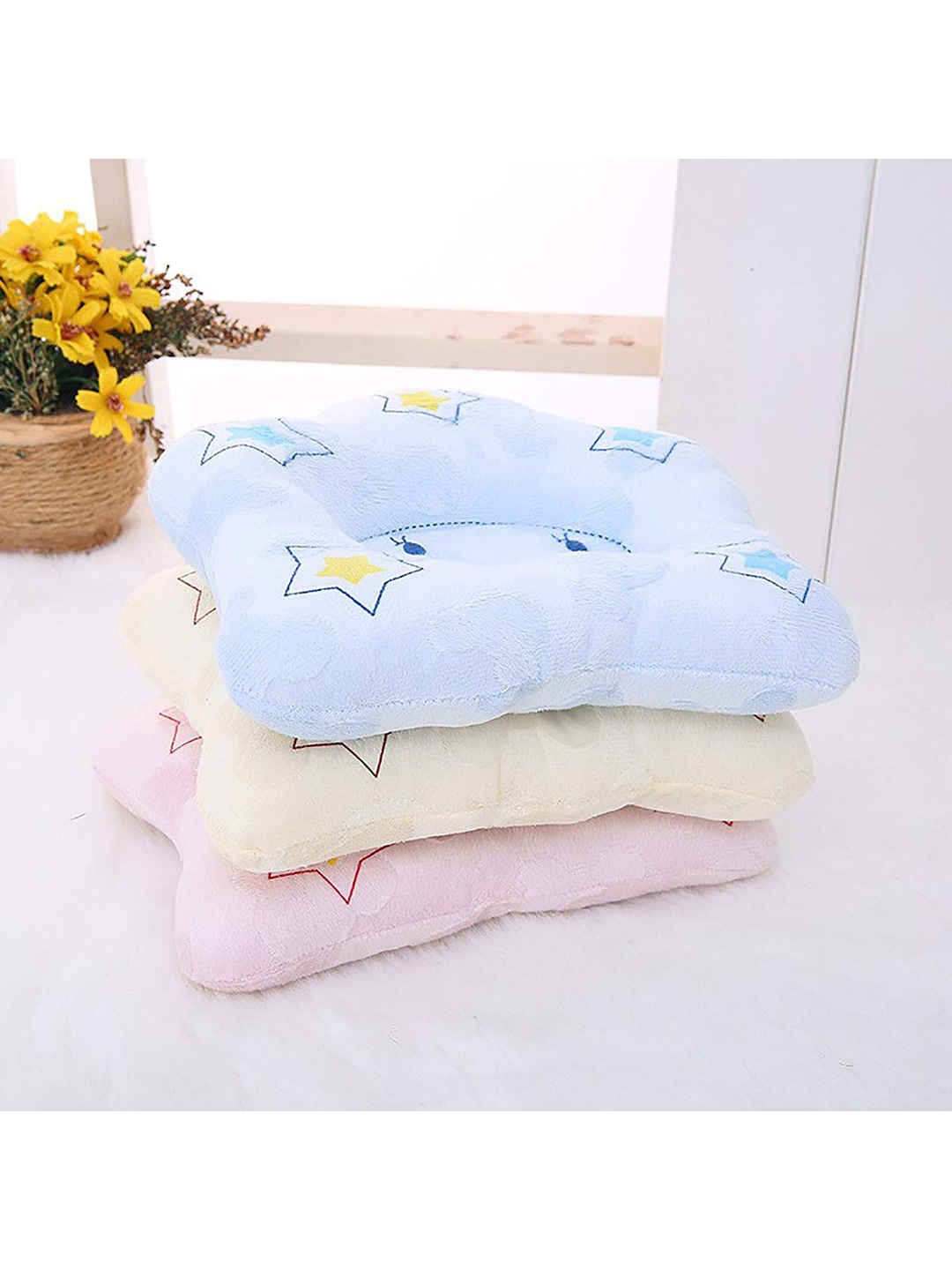 

SYGA Baby Blue Printed Flat Head Pillow