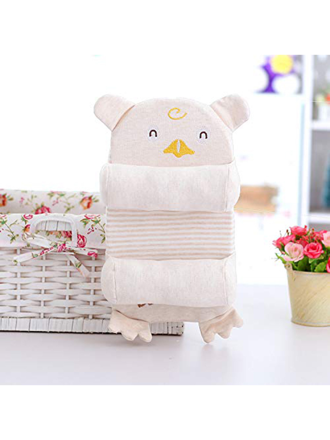 

SYGA New Born Coffee Brown & Pink Baby Pillow