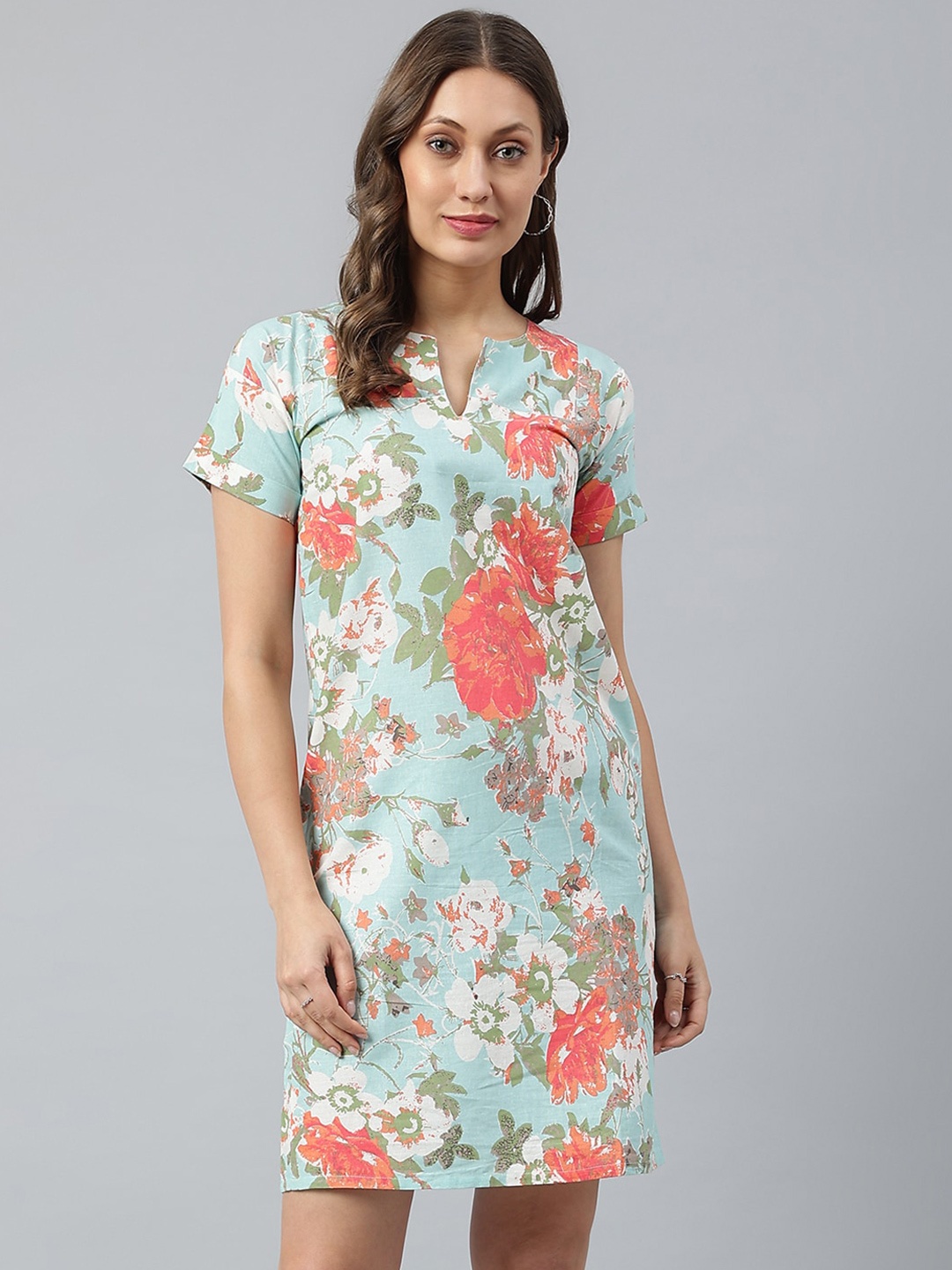 

pinwheel Turquoise Blue Floral A-Line Dress