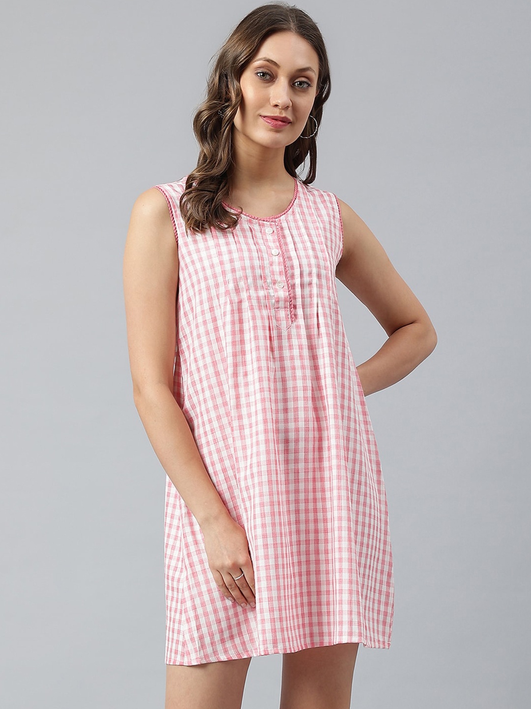 

pinwheel Pink Checked A-Line Dress