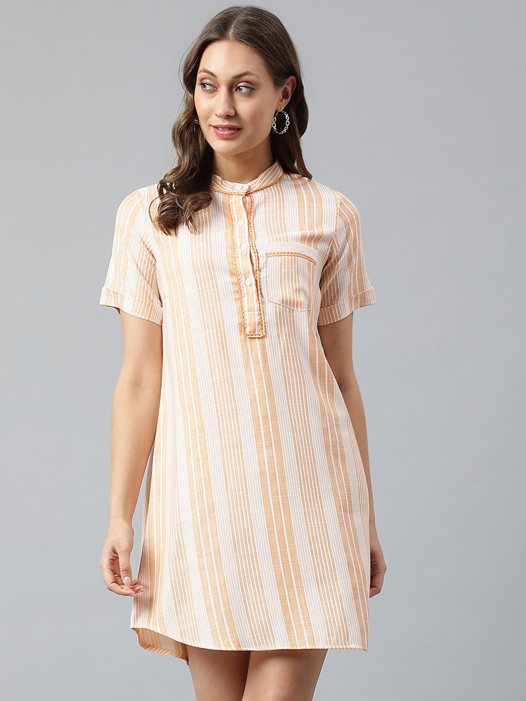 

pinwheel Orange Striped A-Line Dress