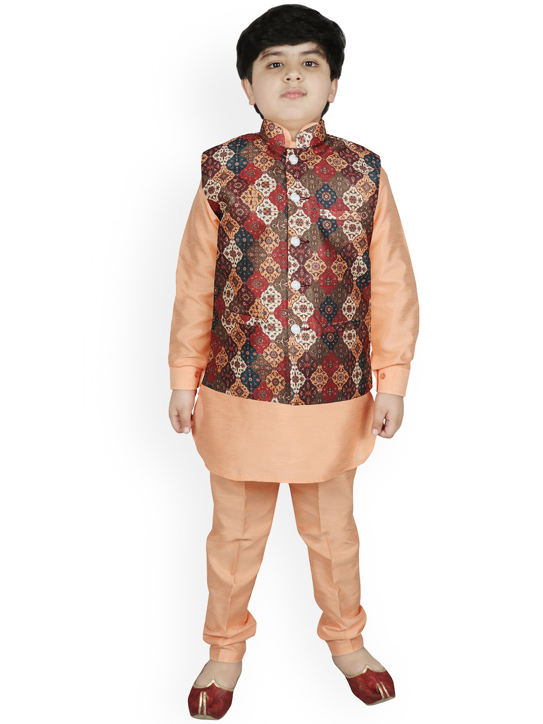 

SG YUVRAJ Boys Multicoloured Raw Silk Kurta with Trousers, Multi