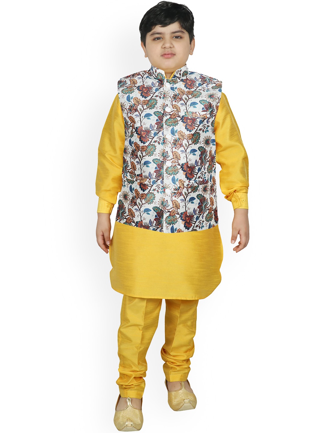 

SG YUVRAJ Boys White Raw Silk Kurta with Churidar
