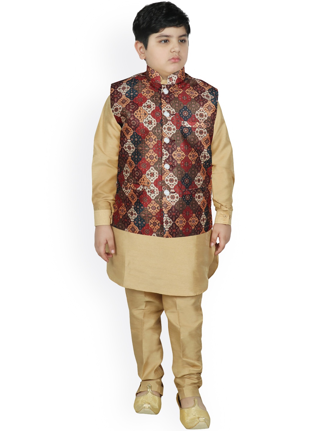 

SG YUVRAJ Boys Multicoloured Raw Silk Kurti with Pyjamas, Multi