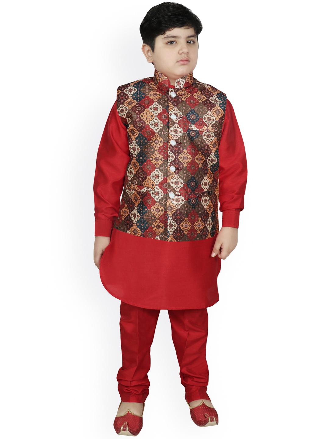 

SG YUVRAJ Boys Multicoloured Raw Silk Kurta with Pyjamas, Multi