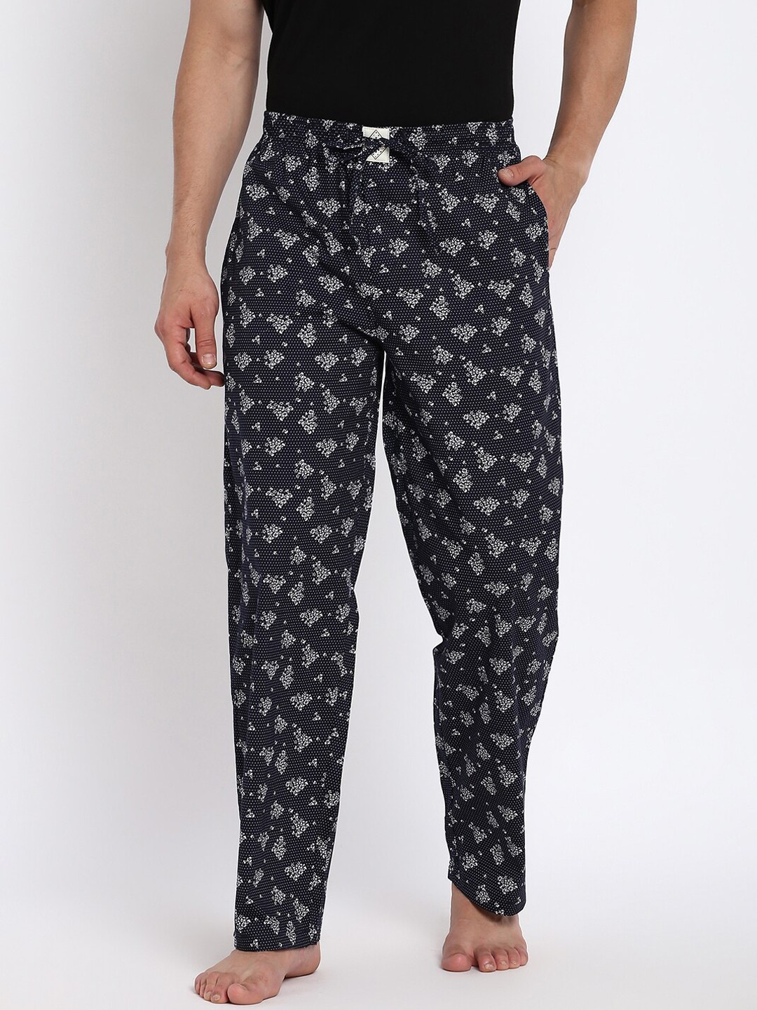 

abof Men Navy Blue Printed Regular Fit Straight Pyjamas