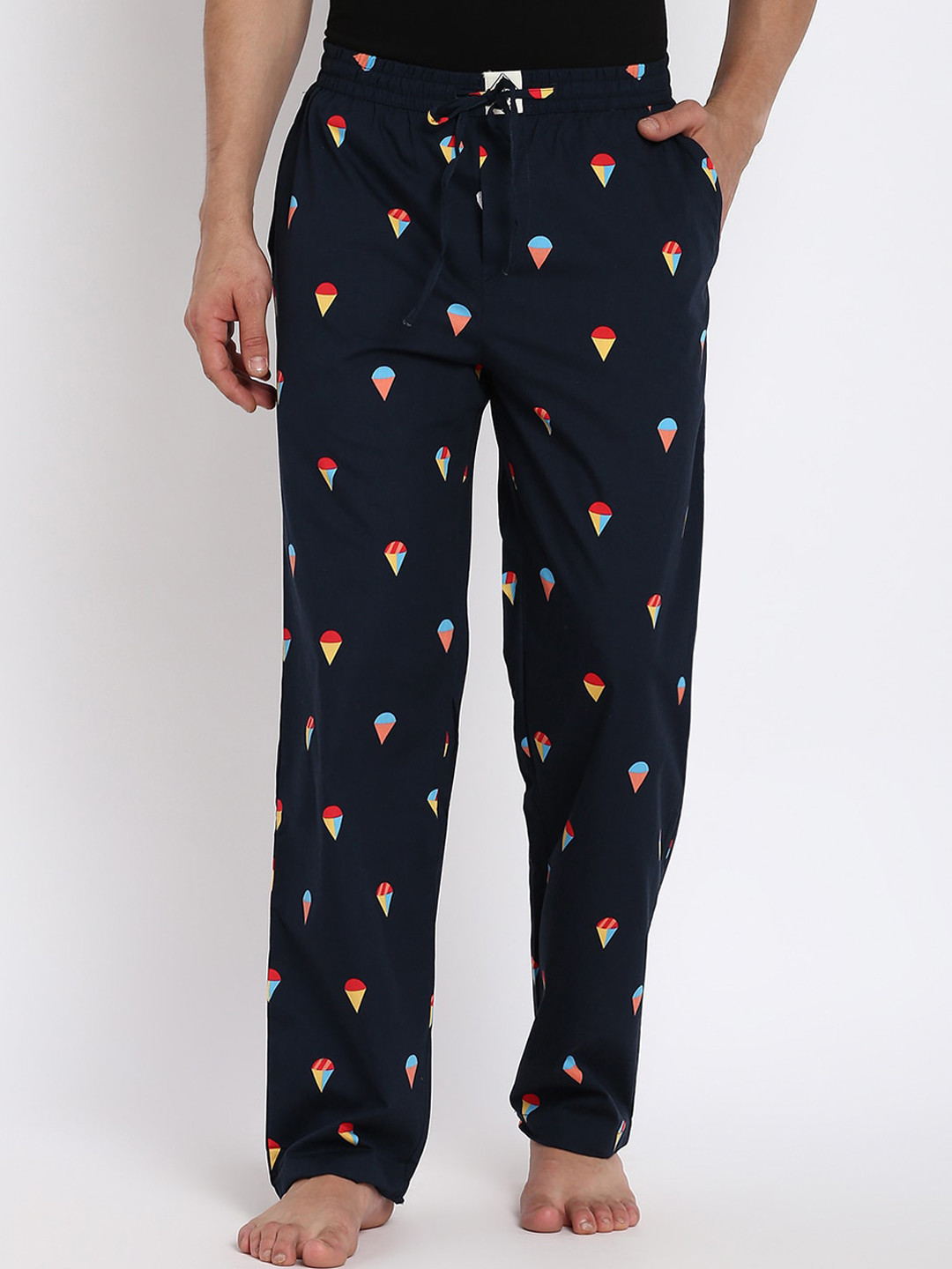 

abof Men Navy Blue Printed Cotton Lounge Pants