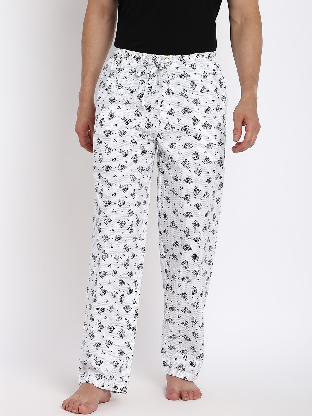 

abof Men White Printed Cotton Lounge Pant