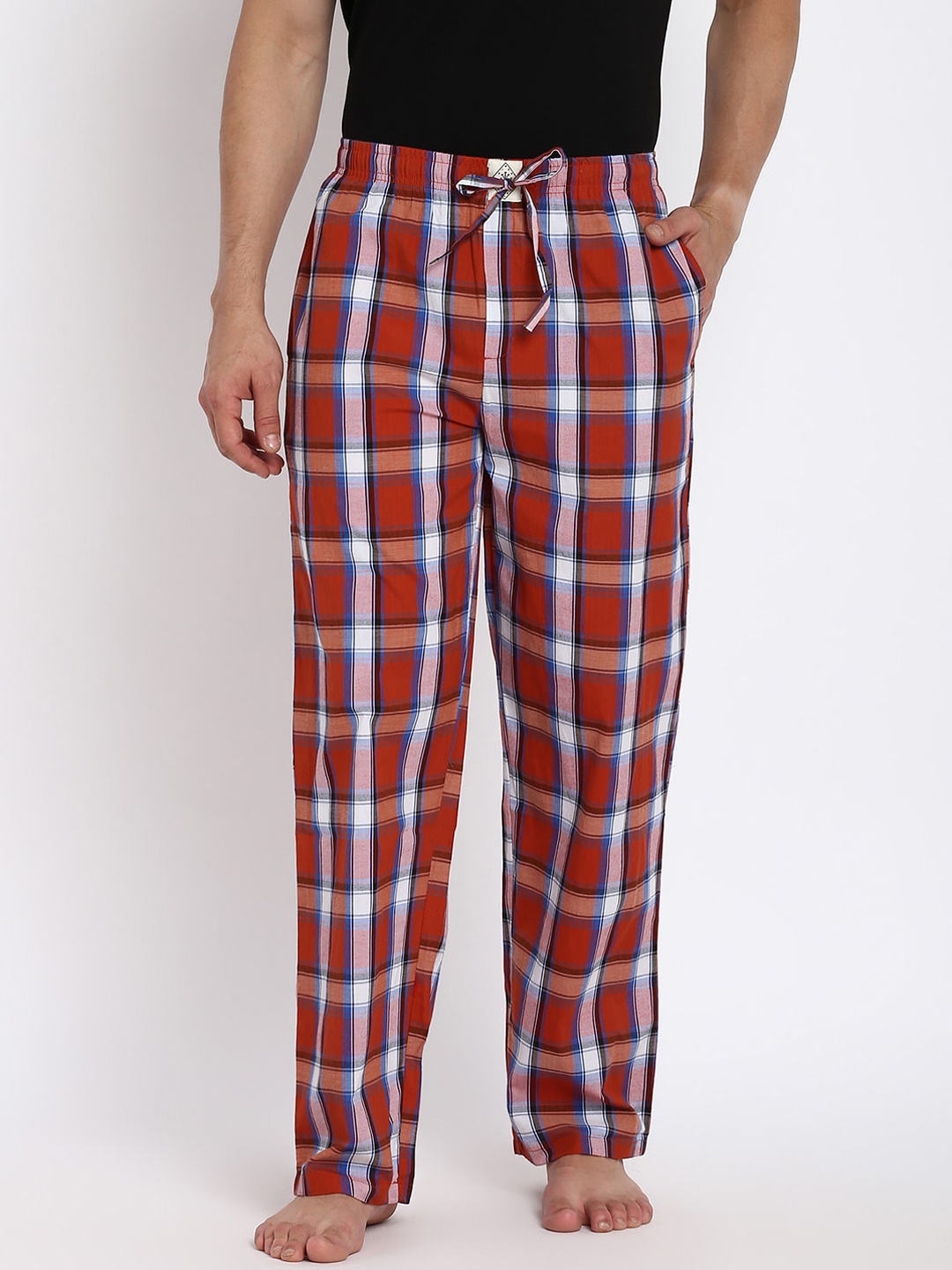 

abof Men Red & White Checked Regular Fit Lounge Pants