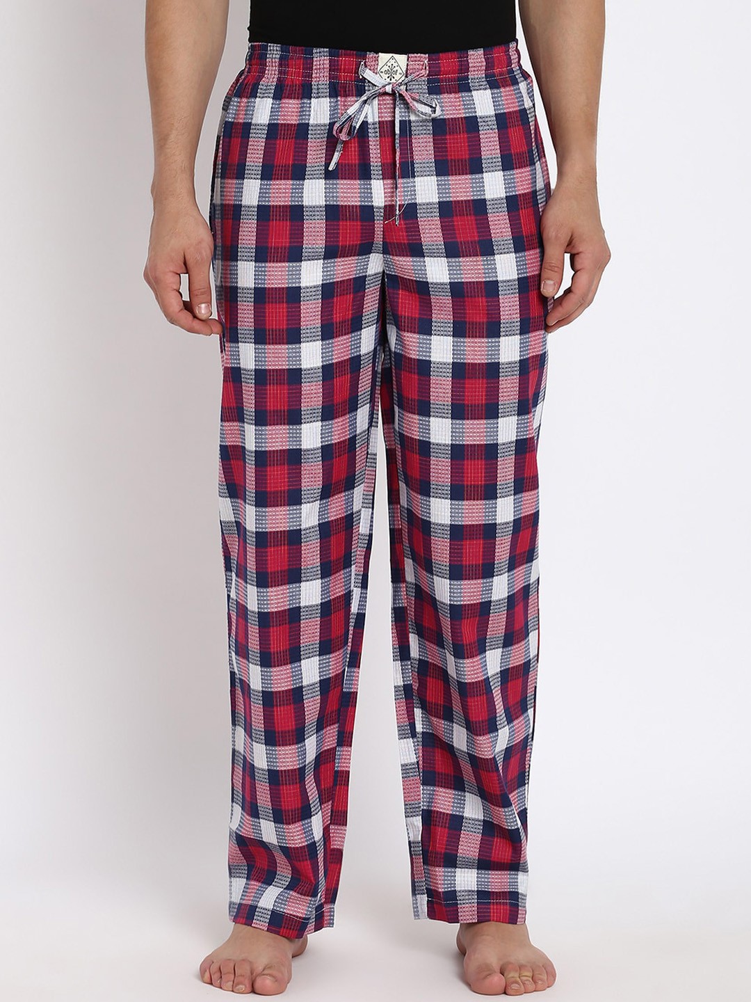 

abof Men Maroon Checked Regular-Fit Lounge Pants