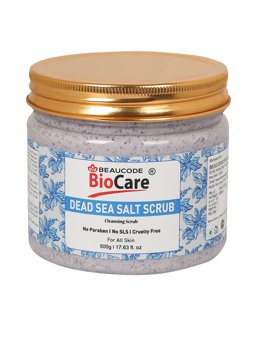 

BEAUCODE BIOCARE Dead Sea Salt Face Scrub for Deep Cleansing - 500 g, Blue