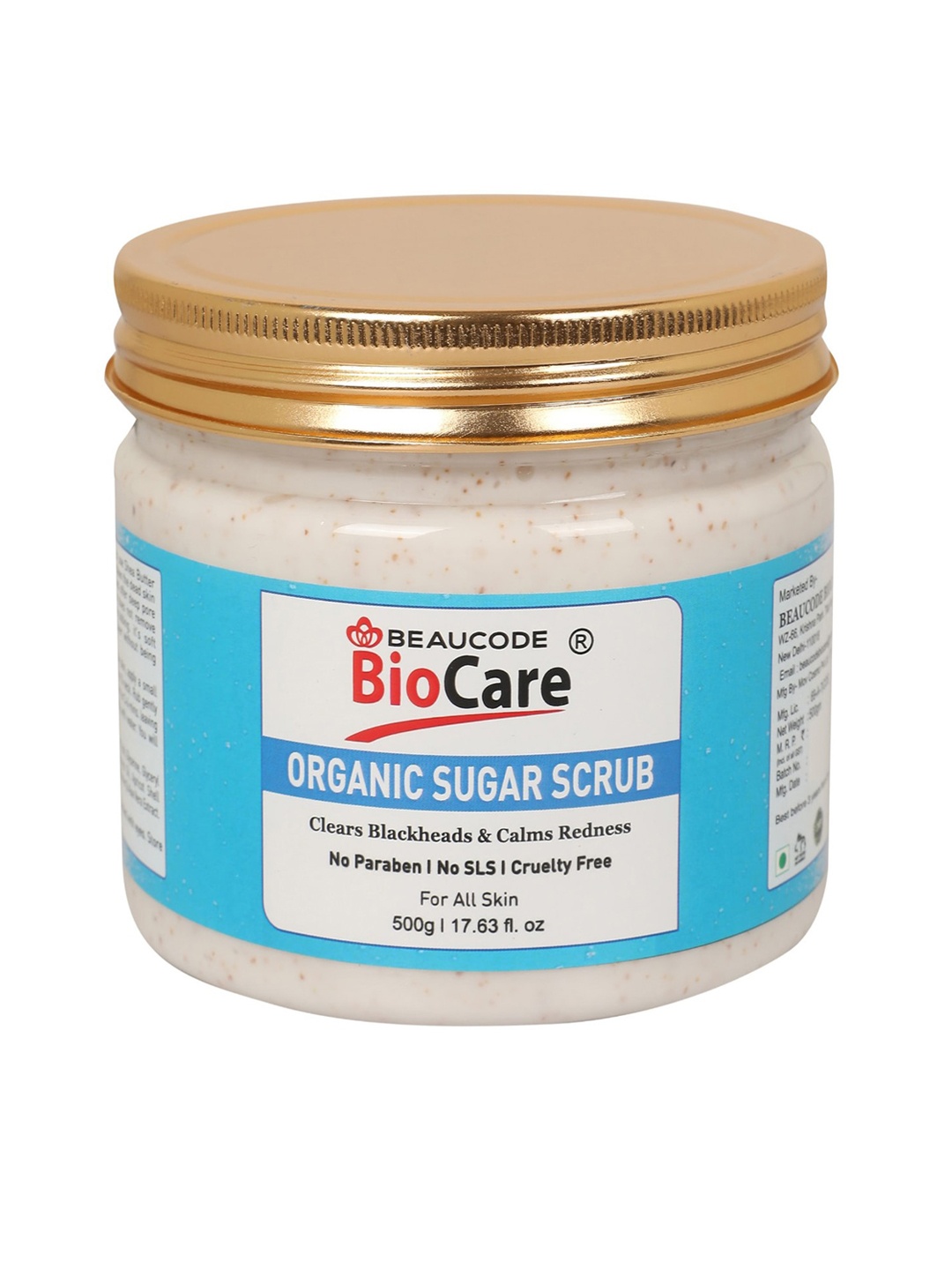 

BEAUCODE BIOCARE Organic Sugar Face Scrub for Blackheads & Redness - 500 g, Blue