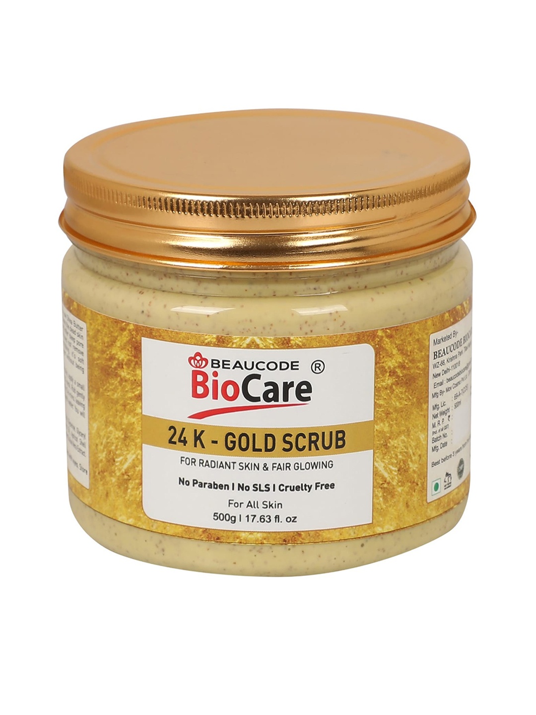 

BEAUCODE BIOCARE 24K-Gold Face Scrub for Radiant & Glowing Skin - 500 g