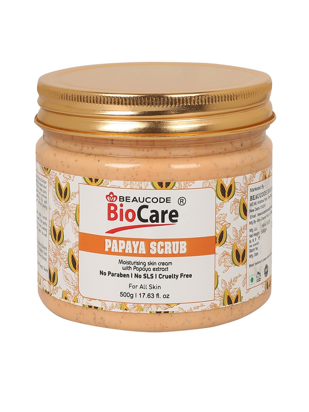 

BEAUCODE BIOCARE Moisturizing Paraben-Free Papaya Face Scrub - 500 g, Orange