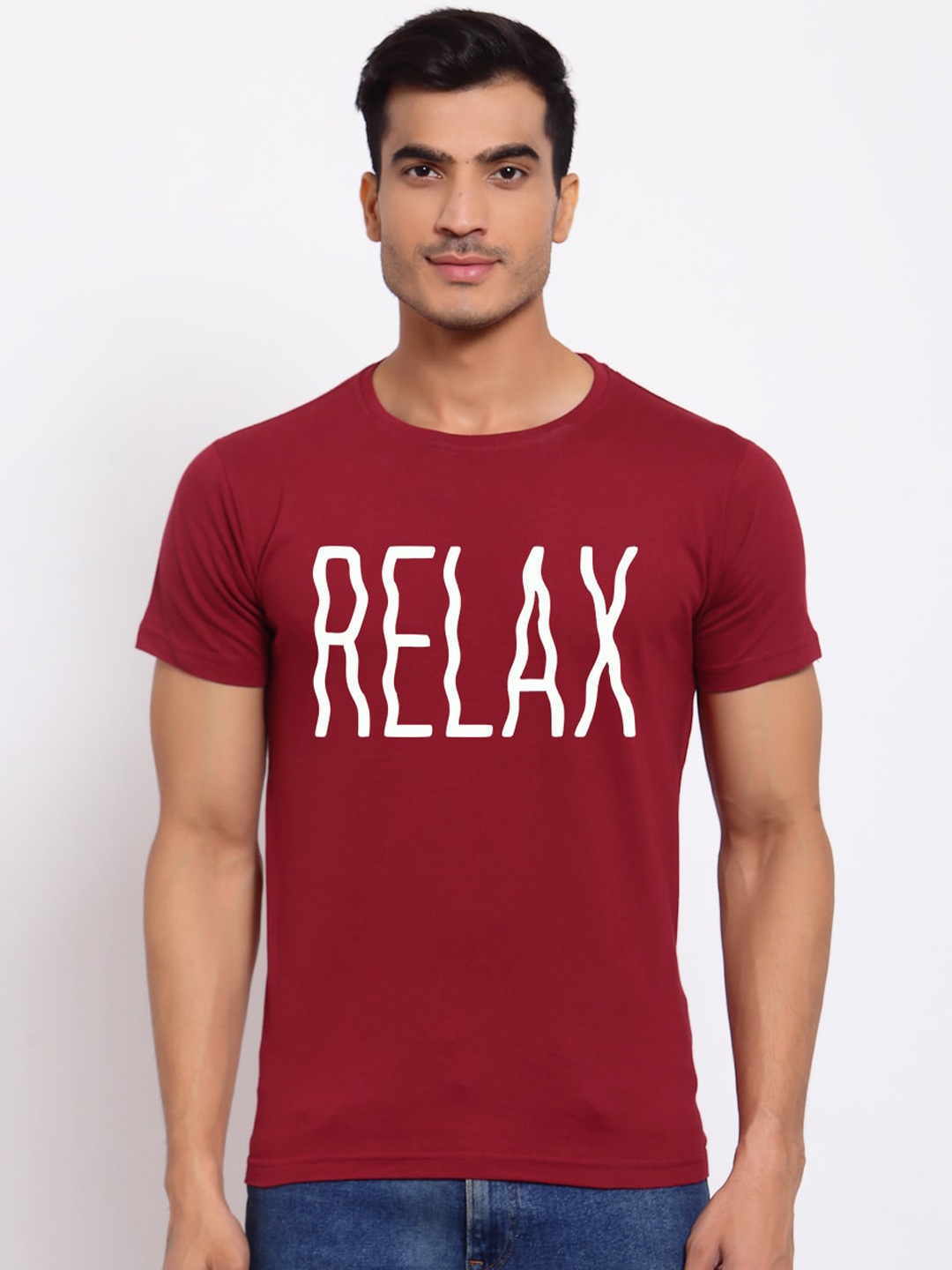 

FERANOID Men Maroon Typography Printed Bio Finish T-shirt