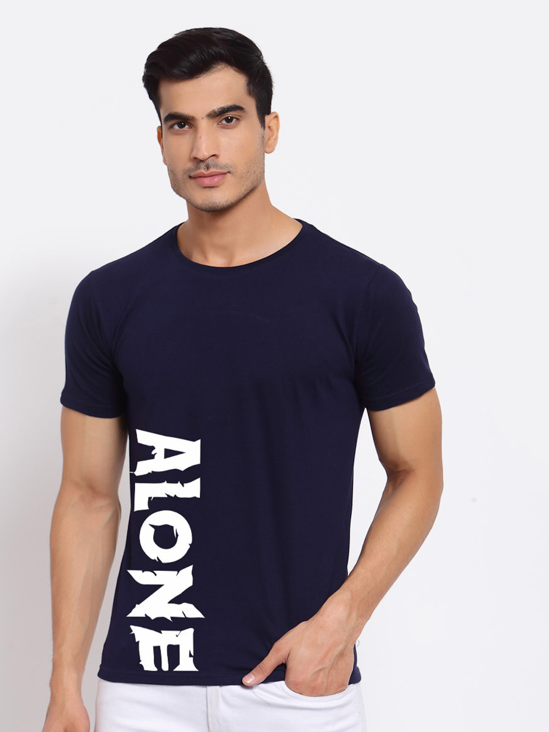 

FERANOID Men Blue Typography Printed Bio Finish T-shirt