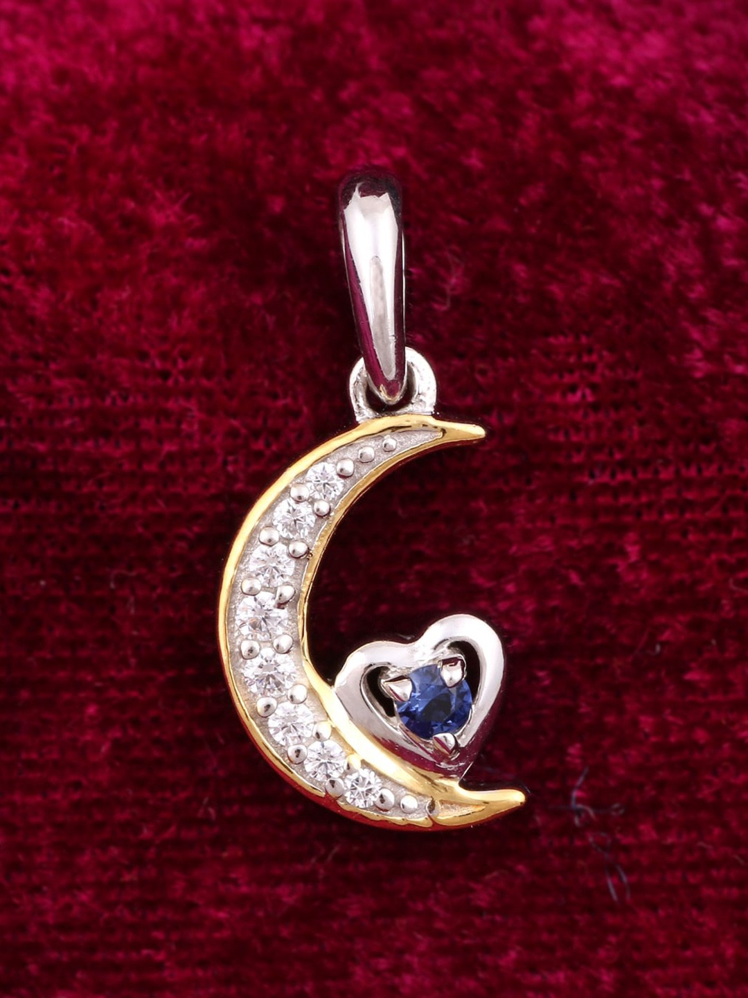 

Silgo Women Gold -Toned Rhodium-Plated Zirconia Studded Pendant
