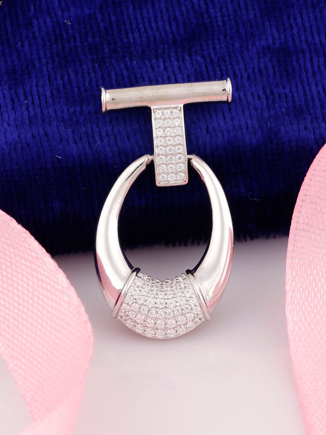 

Silgo Silver-Plated & White Cubic Zirconia Pendant