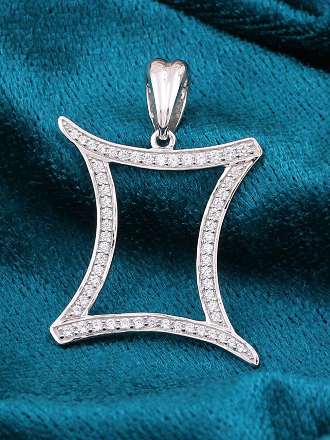 

Silgo Women Rhodium-Plated Zirconia Studded Pendant, Silver