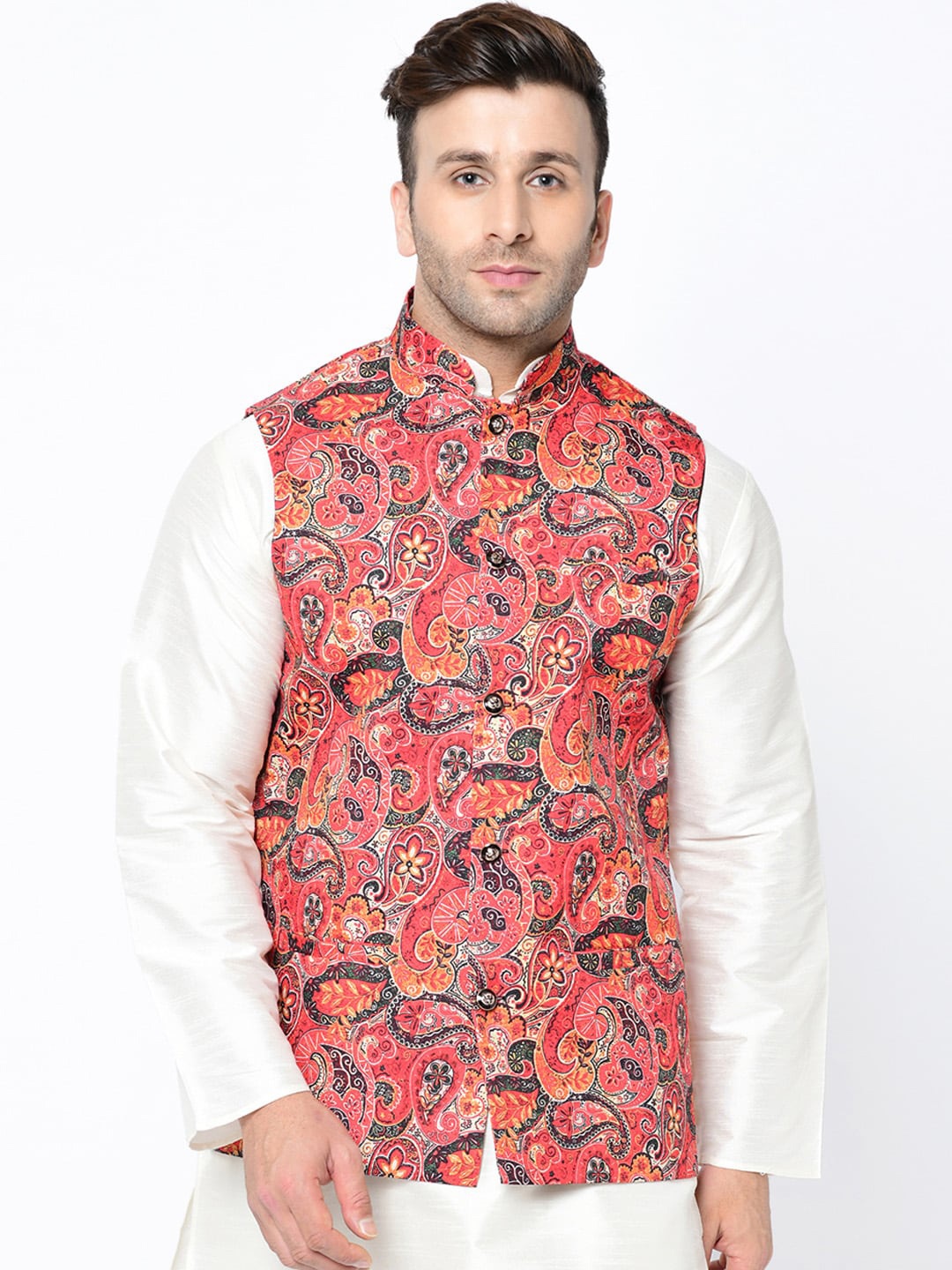 

Kaifoo Men Multicoloured Printed Woven Nehru Jacket, Multi