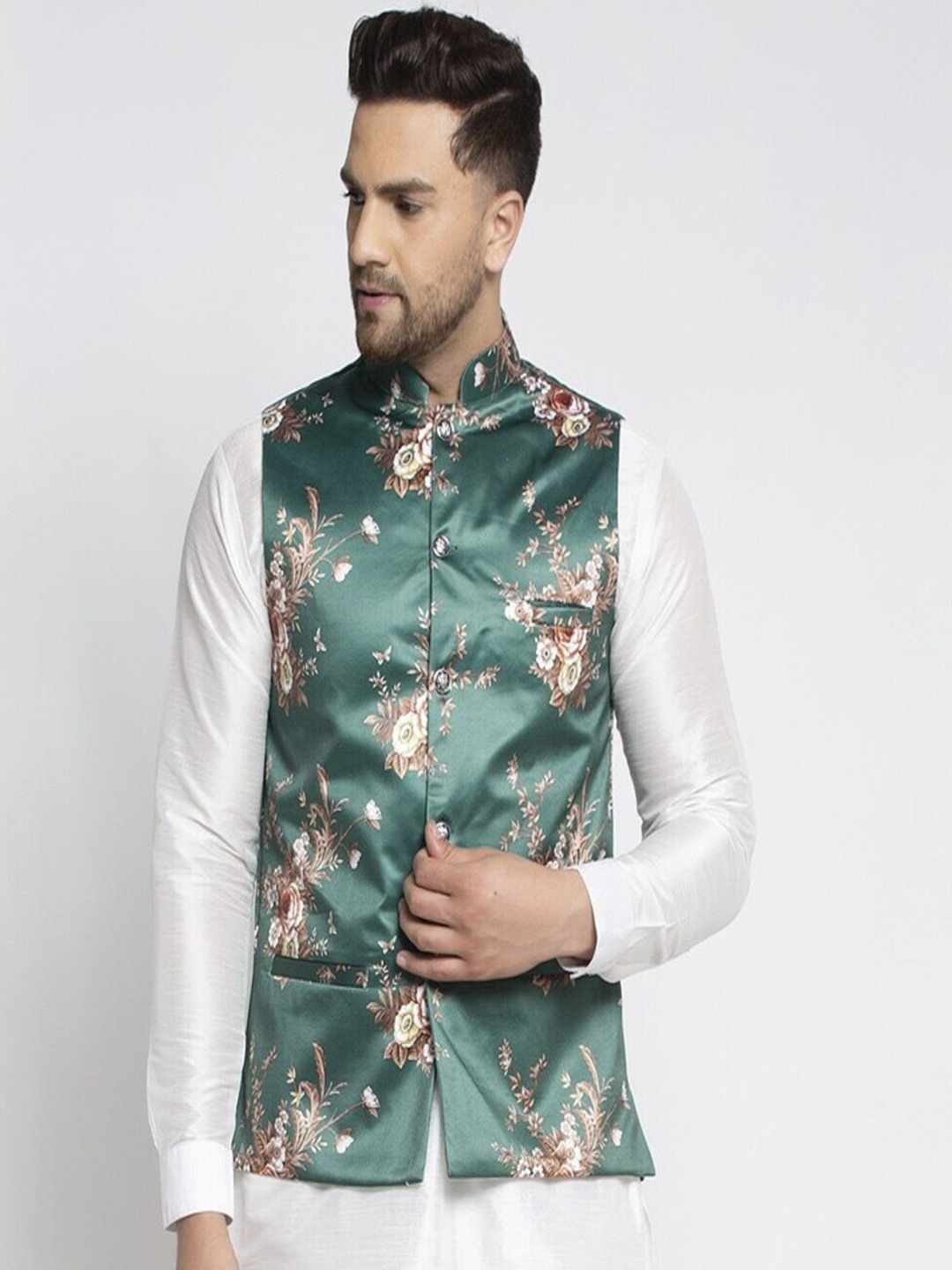 

Kaifoo Men Multicolour Printed Nehru Jacket., Multi