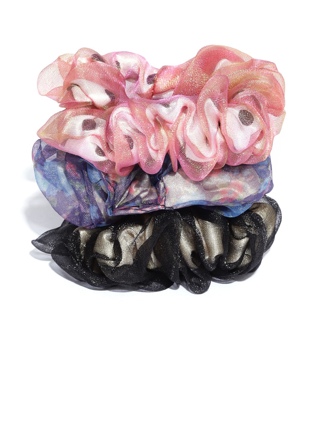 

Blueberry Women Set of 3 Printed Scrunchies, Pink