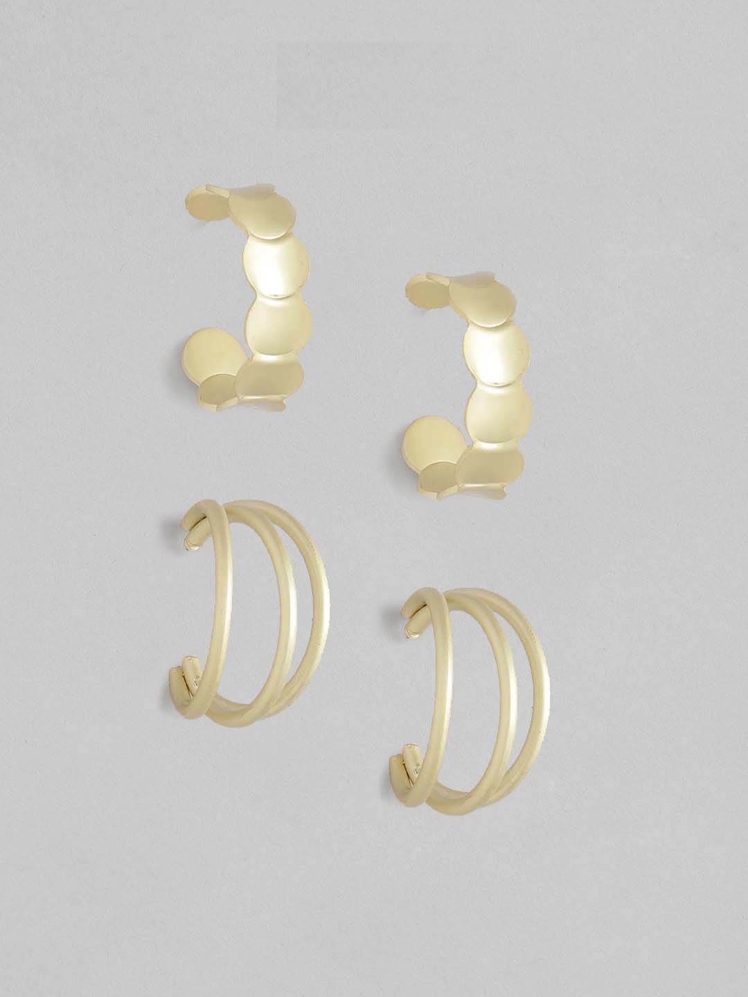 

Blueberry Gold-Toned Set of 2 Circular Half Hoop Earrings