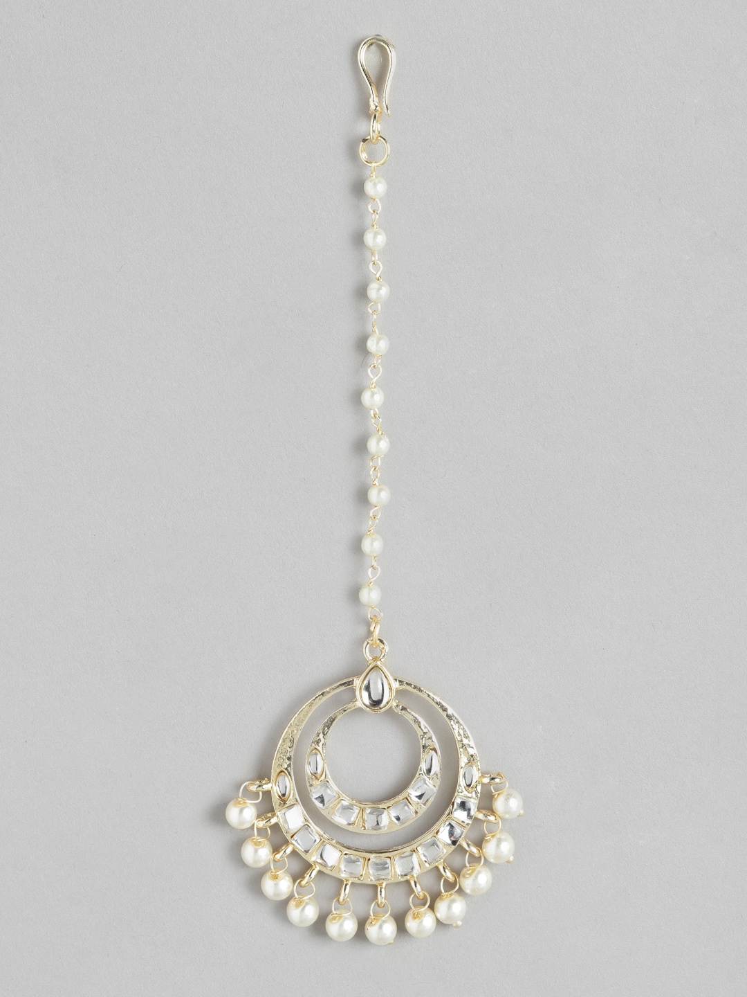

Blueberry White Gold-Toned Kundan Stone Embellished Maang tikka