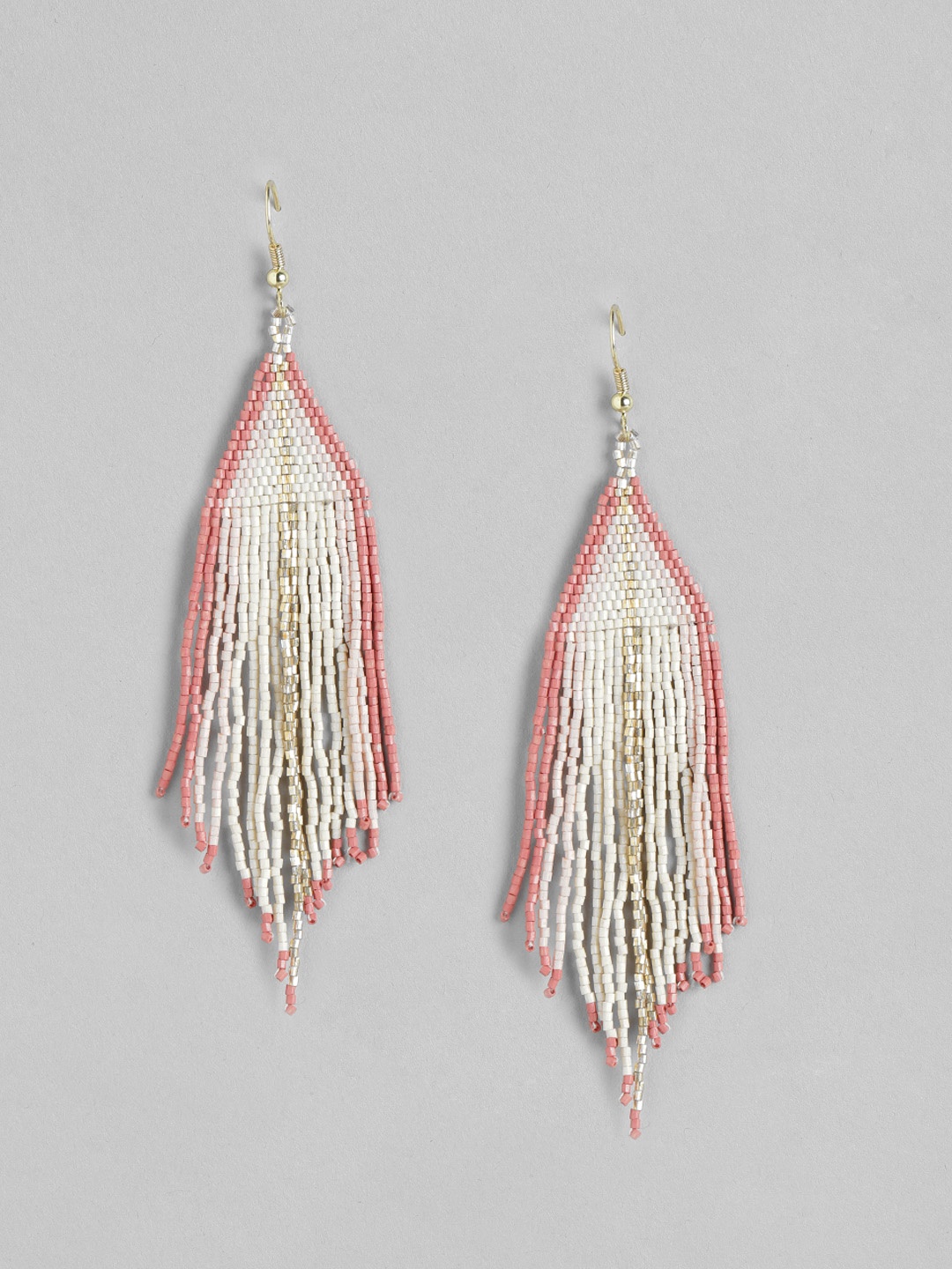 

Blueberry Pink & White Contemporary Tasseled Drop Earrings