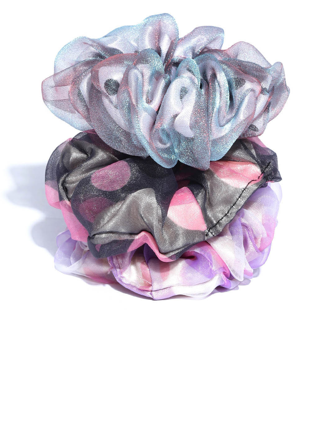 

Blueberry Women Set of 3 Printed Scrunchies, Blue