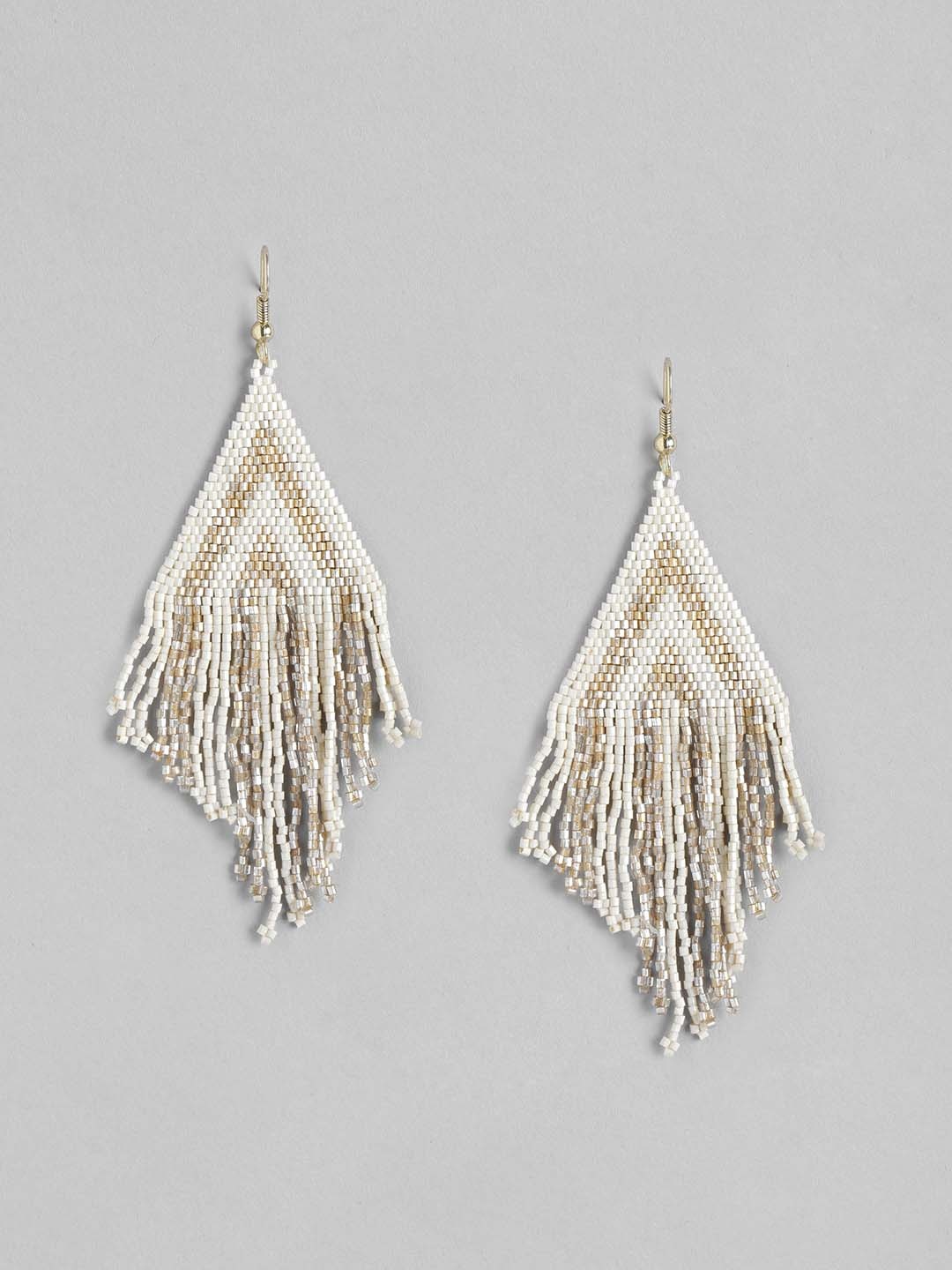 

Blueberry Cream-Coloured & Beige Contemporary Drop Earrings