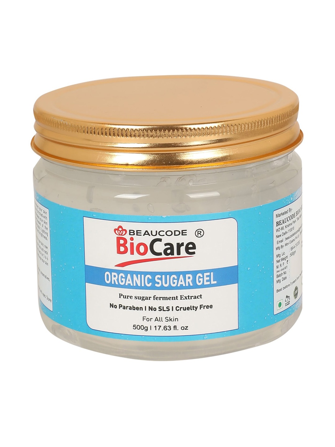 

BEAUCODE BIOCARE Organic Sugar Face & Body Gel with Vitamin A & C 500 g, Blue