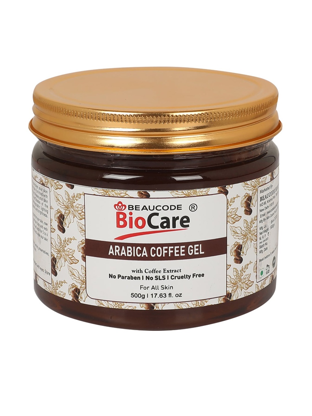 

BEAUCODE BIOCARE Arabica Coffee Face & Body Gel with Vitamin A & C 500 g, Brown