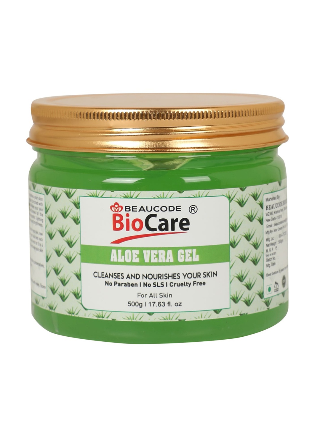 

BEAUCODE BIOCARE Aloe Vera Gel for All Skin Types - 500 g, Green