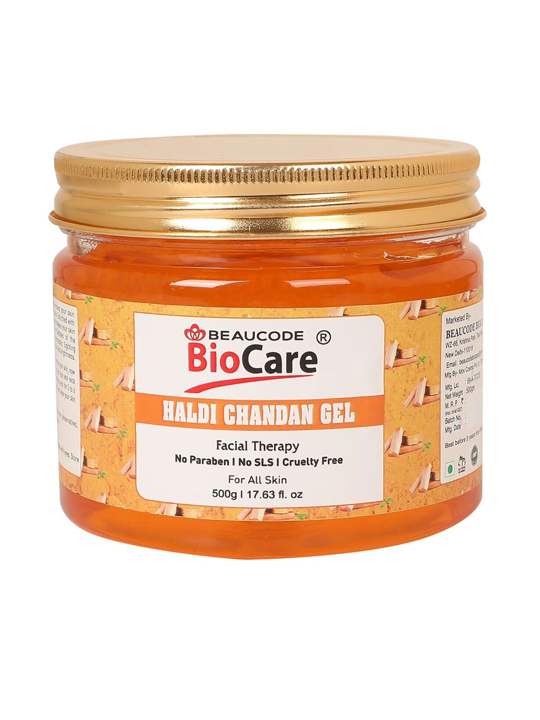 

BEAUCODE BIOCARE Haldi Chandan Face & Body Gel with Vitamin A & C 500 g, Orange