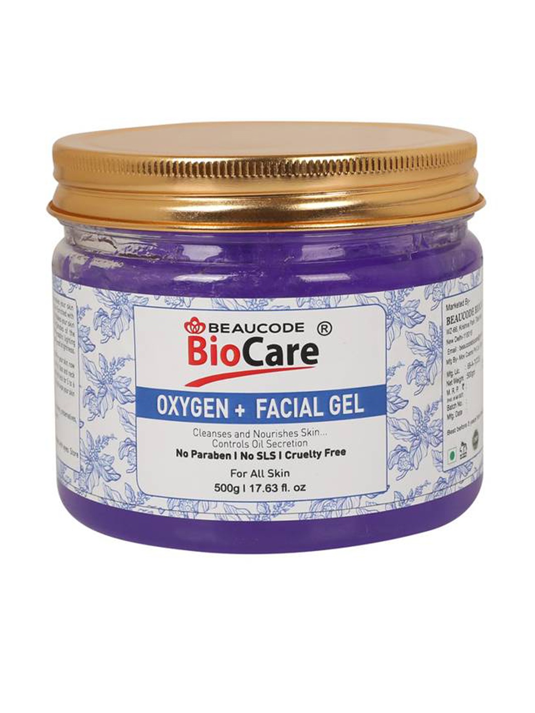 

BEAUCODE BIOCARE Oxygen+ Facial Gel for All Skin Types - 500 g, Blue