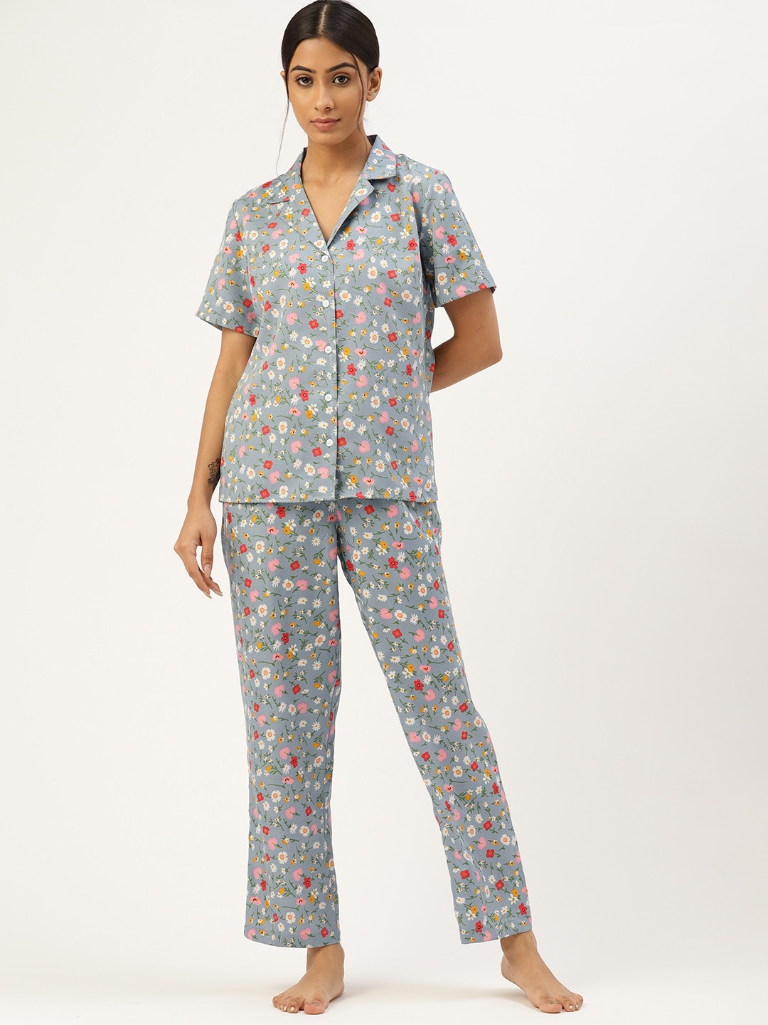 

ETC Women Grey Printed Night suit