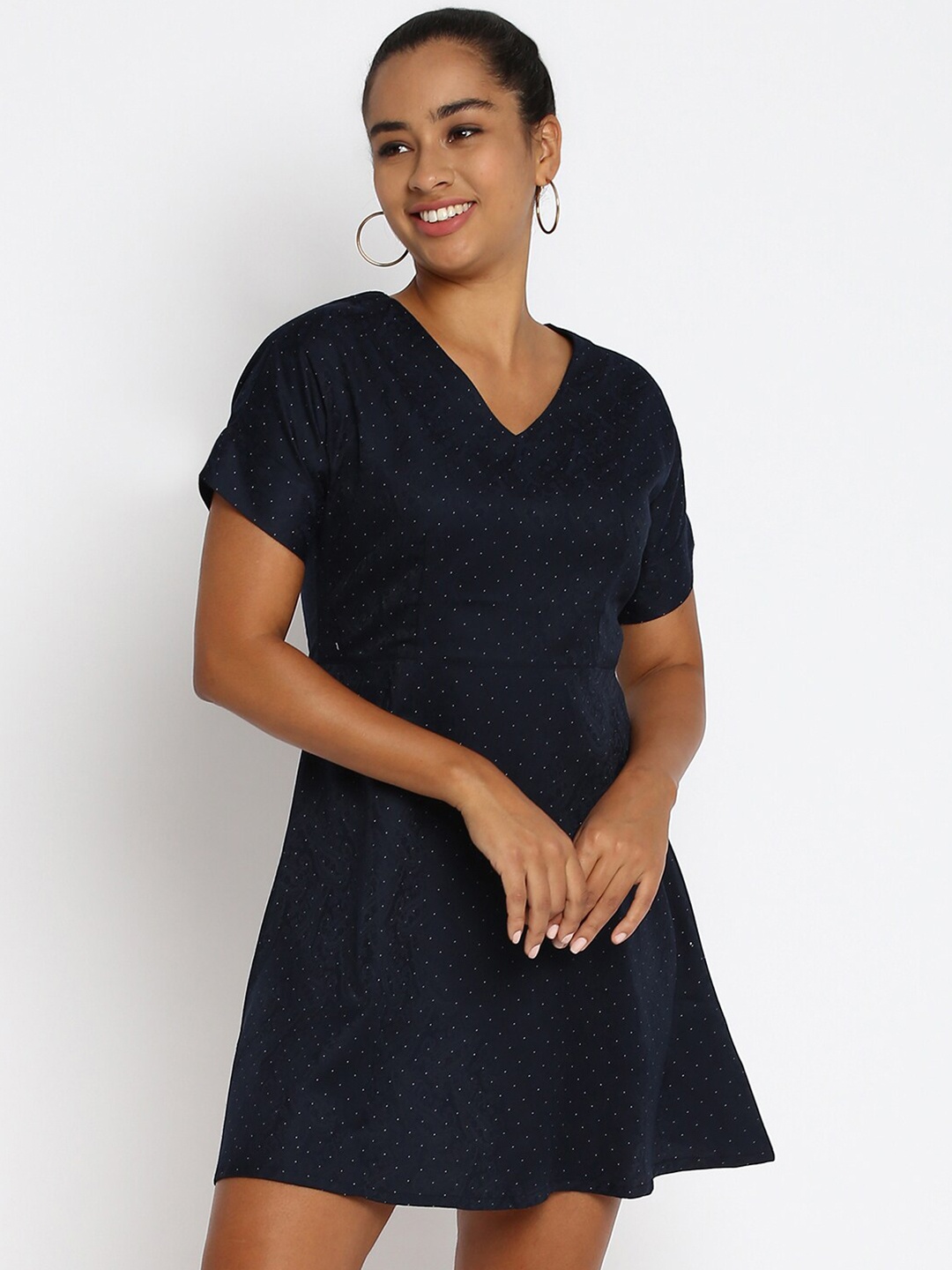 

abof Navy Blue Solid Dress