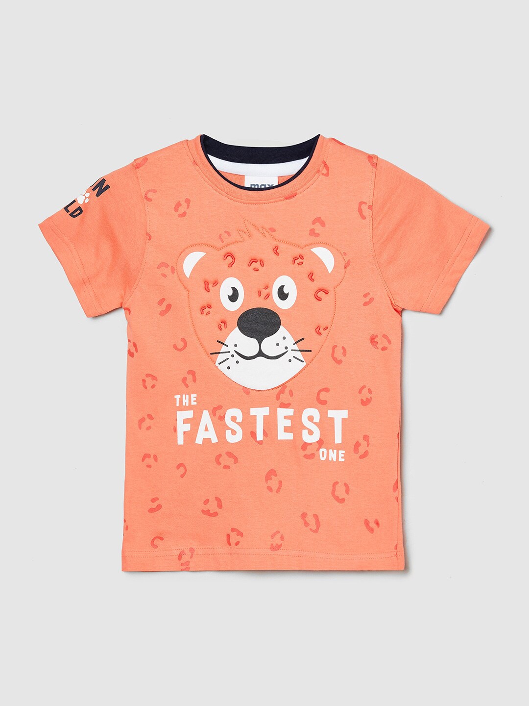 

max Boys Rust Printed Pure Cotton Applique T-shirt