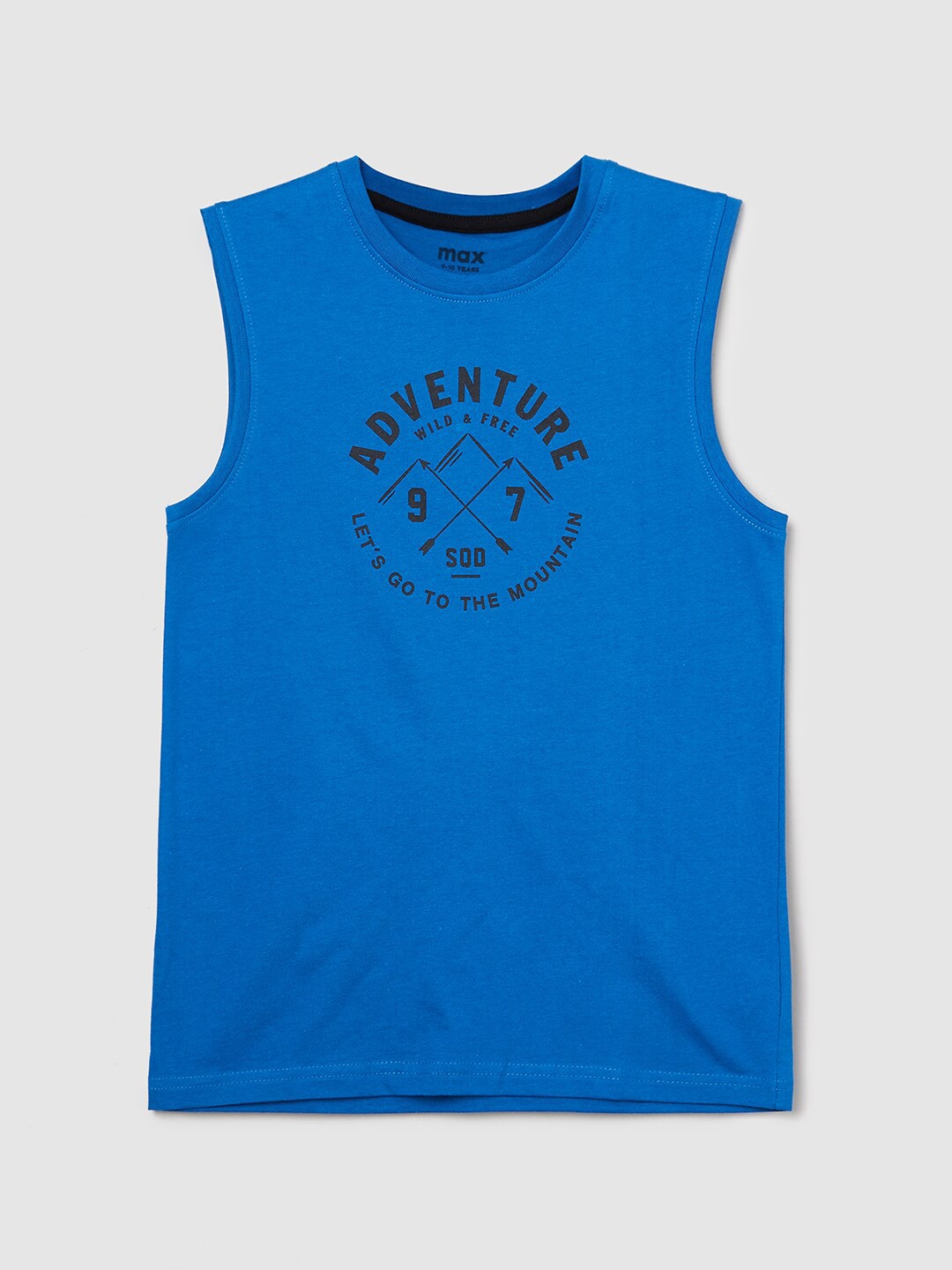 

max Boys Blue Pure Cotton Raw Edge T-shirt