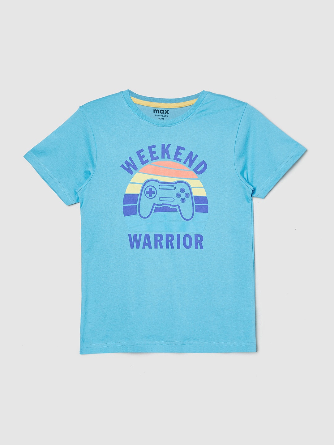 

max Boys Blue Biker Printed Pure Cotton Applique T-shirt