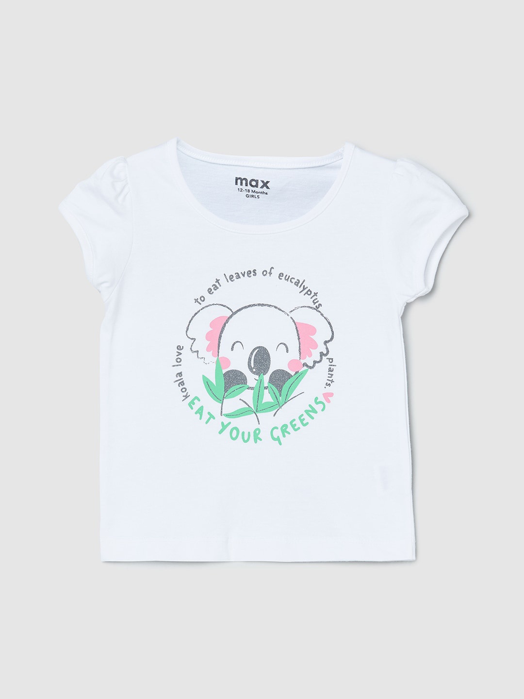 

max Girls White Typography Printed Pure Cotton T-shirt