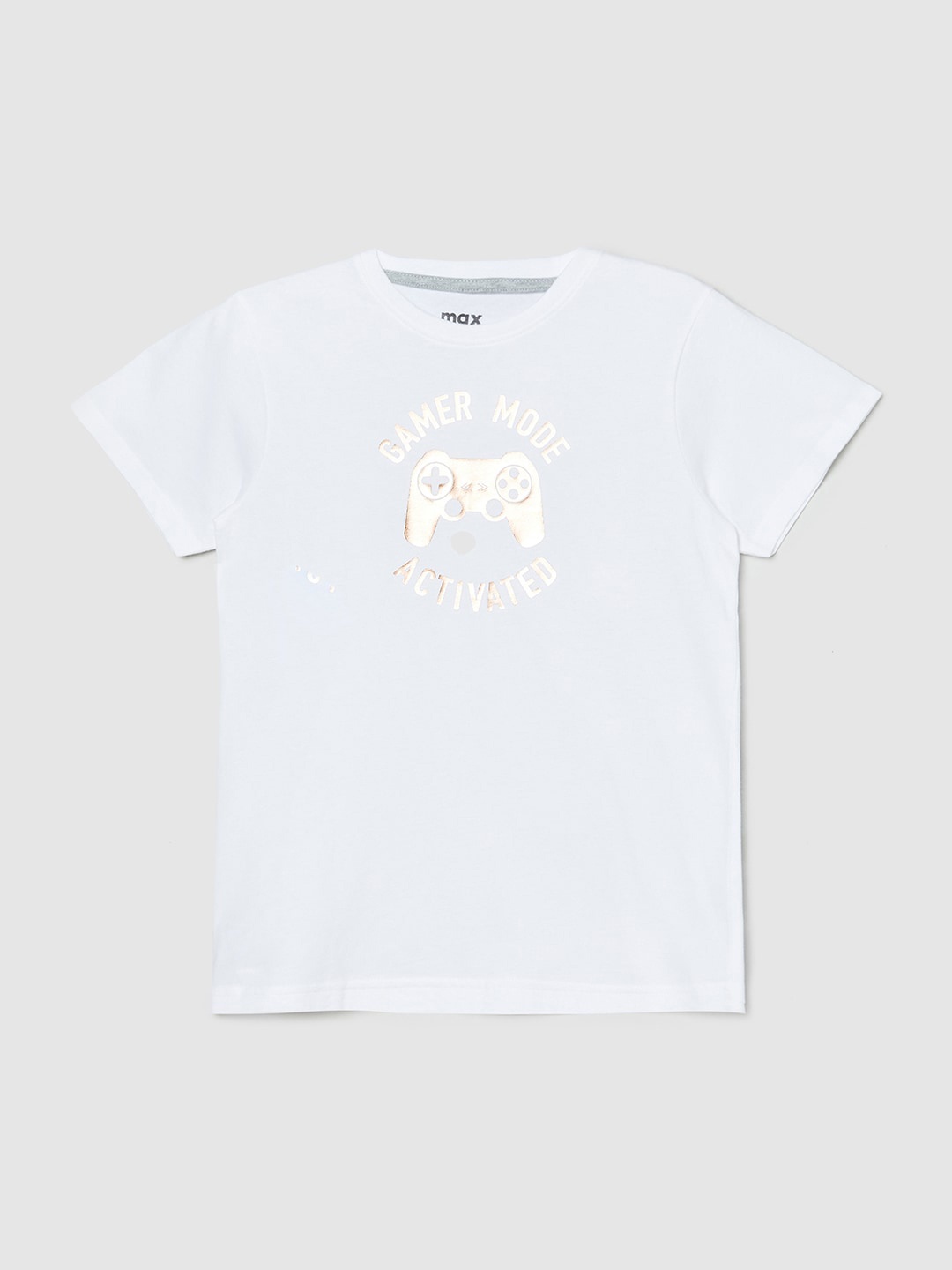 

max Boys White Typography Printed Pure Cotton T-shirt