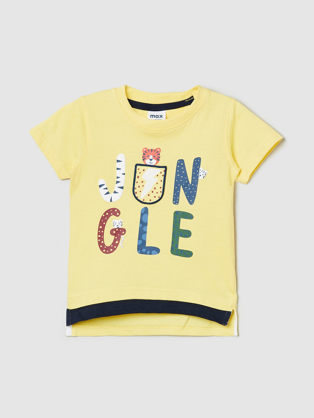 

max Boys Yellow Printed Pure Cotton T-shirt