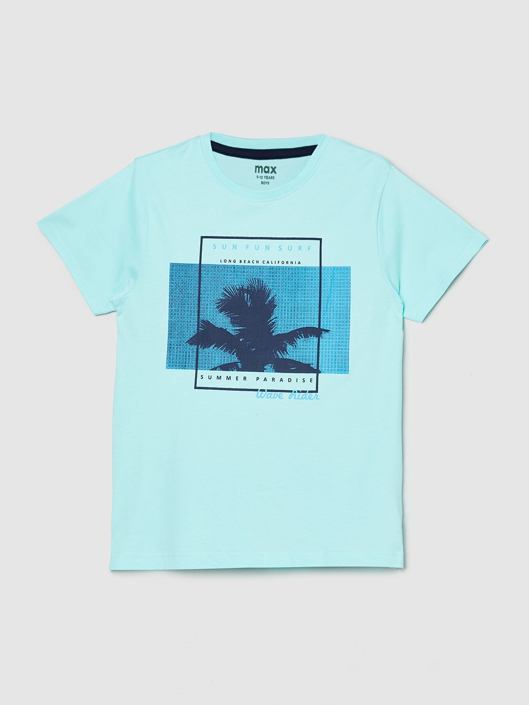 

max Boys Blue Printed Pure Cotton T-shirt
